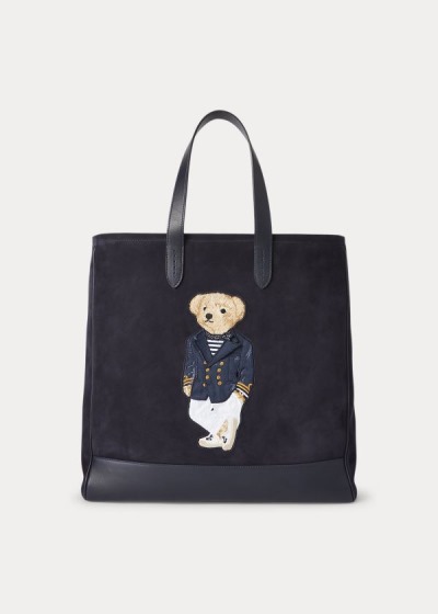 Bolsos De Mano Ralph Lauren Hombre Azul Marino - Suede Polo Bear - RXBKA7029